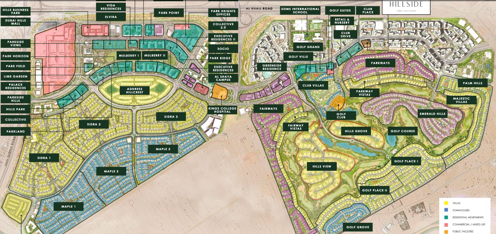 Dubai Hills Estate area map distress deals