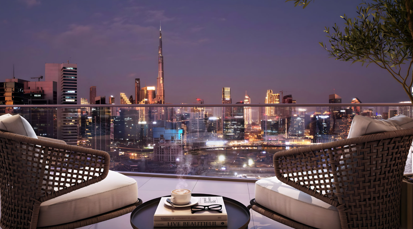 2BR G1 Living Burj and Canal view distress