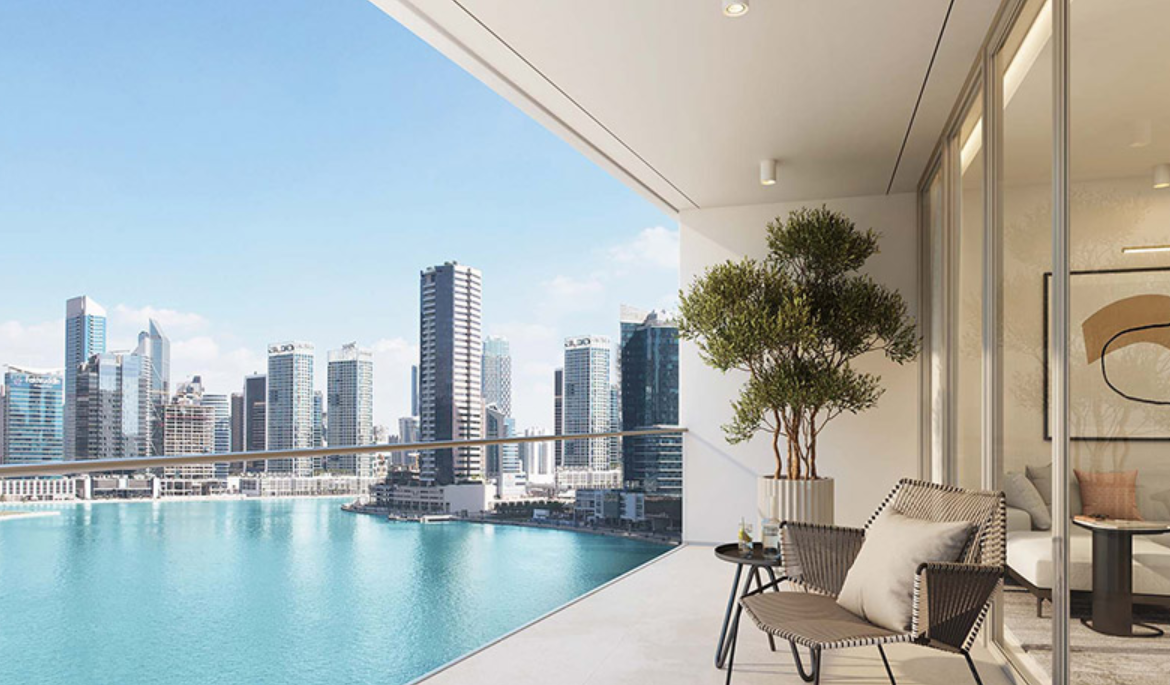 2BR G1 Living Burj and Canal view distress terrace master bedroom
