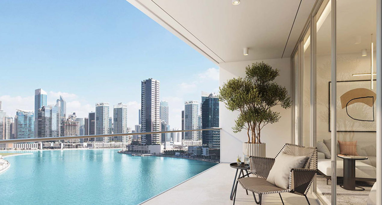 2BR G1 Living Burj and Canal view distress terrace master bedroom
