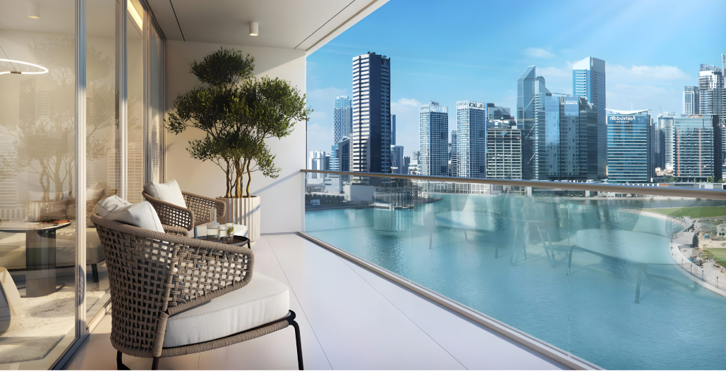 2BR G1 Living Burj and Canal view distress terrace
