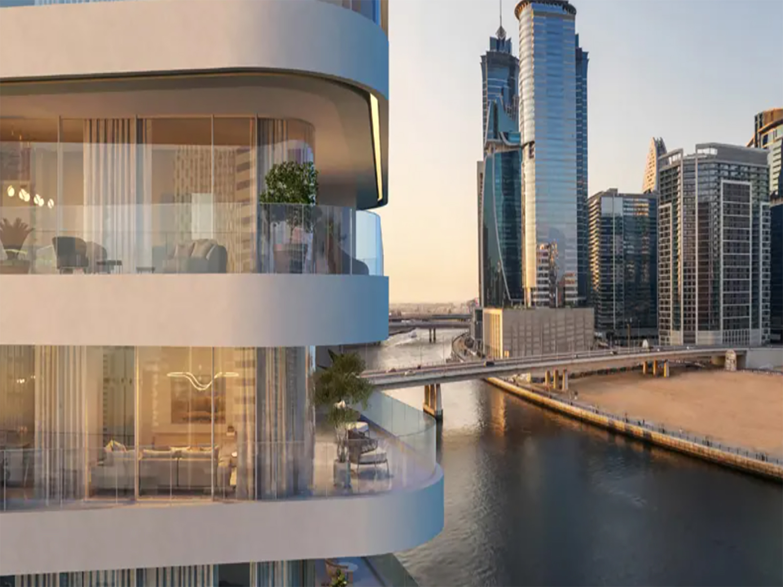 2BR G1 Living Burj and Canal view distress real view canal