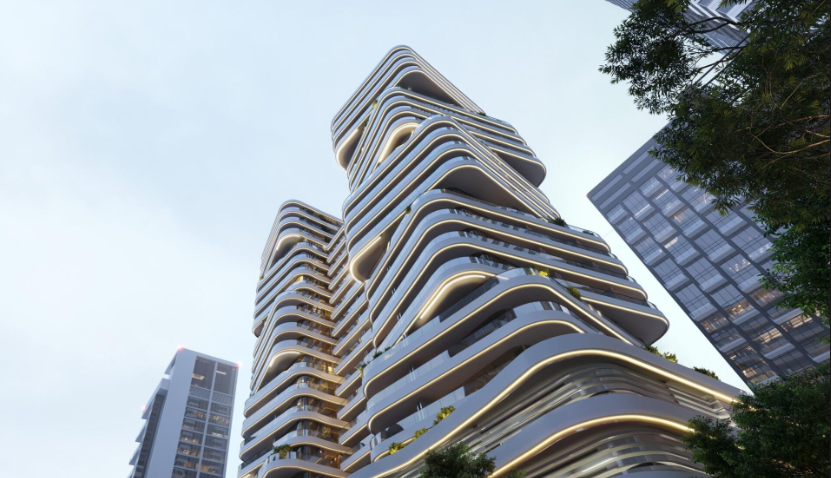 2BR G1 Living Burj and Canal view distress facade angle