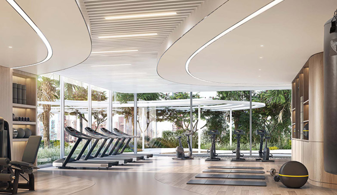 2BR G1 Living Burj and Canal view distress fitness area