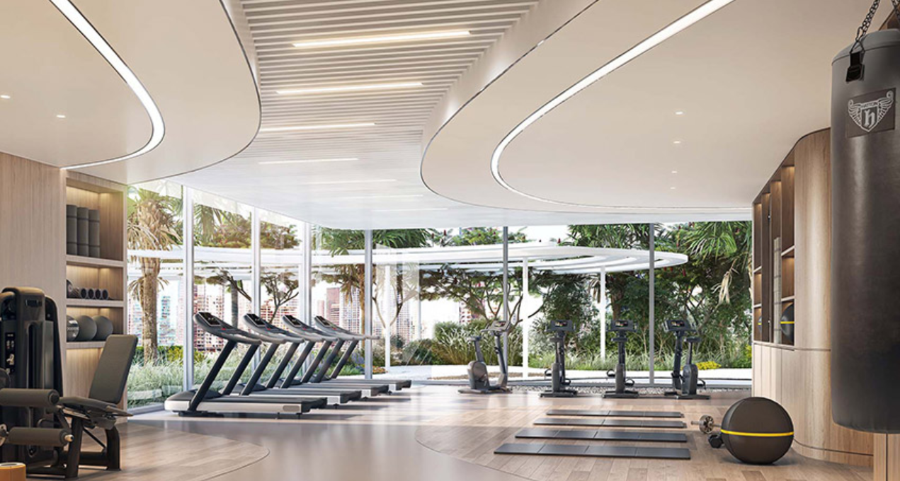 2BR G1 Living Burj and Canal view distress fitness area