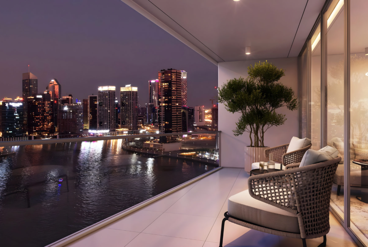2BR G1 Living Burj and Canal view distress nigh view
