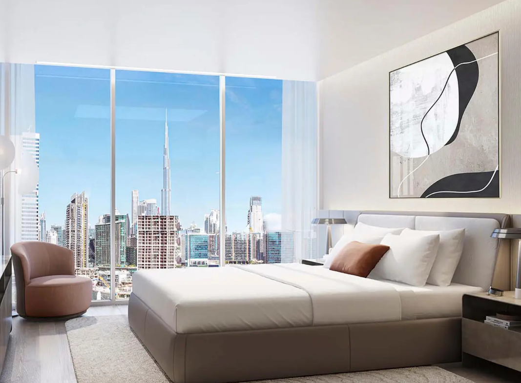 2BR G1 Living Burj and Canal view distress bedroom