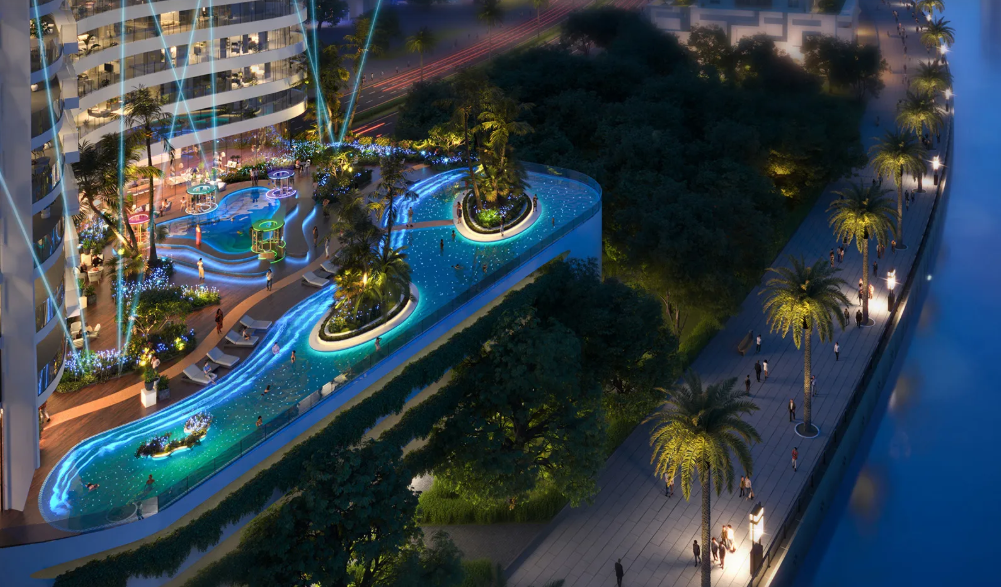 Damac Canal Heights 2 grisogono distress 1 br resale pool view