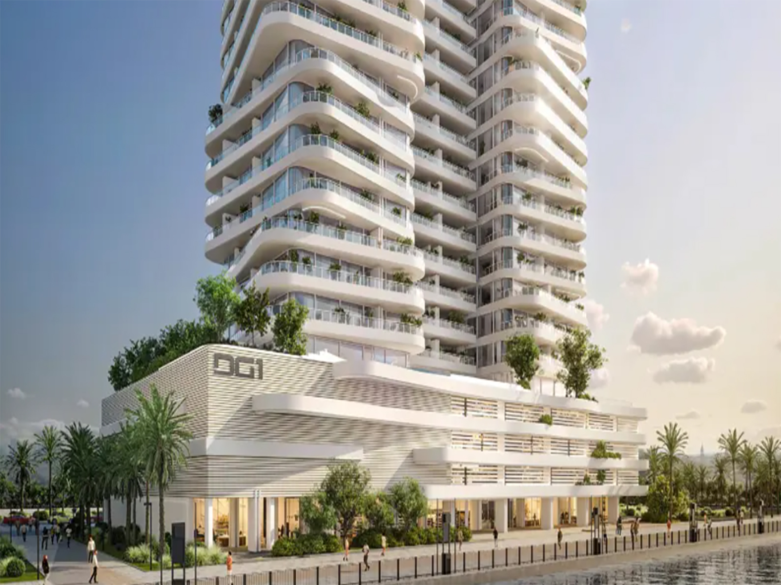 2BR G1 Living Burj and Canal view distress facade view street