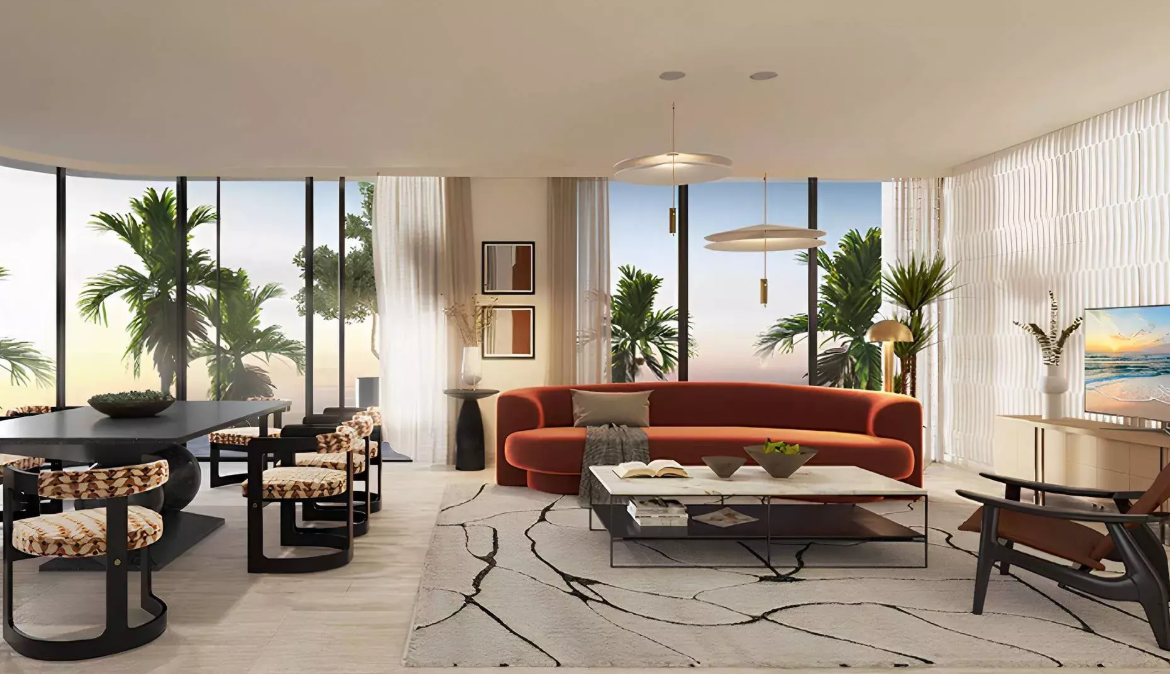 Distress resale in Emaar Beachfront living room 1BR