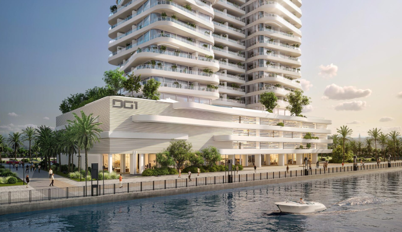 2BR G1 Living Burj and Canal view distress facade canal view