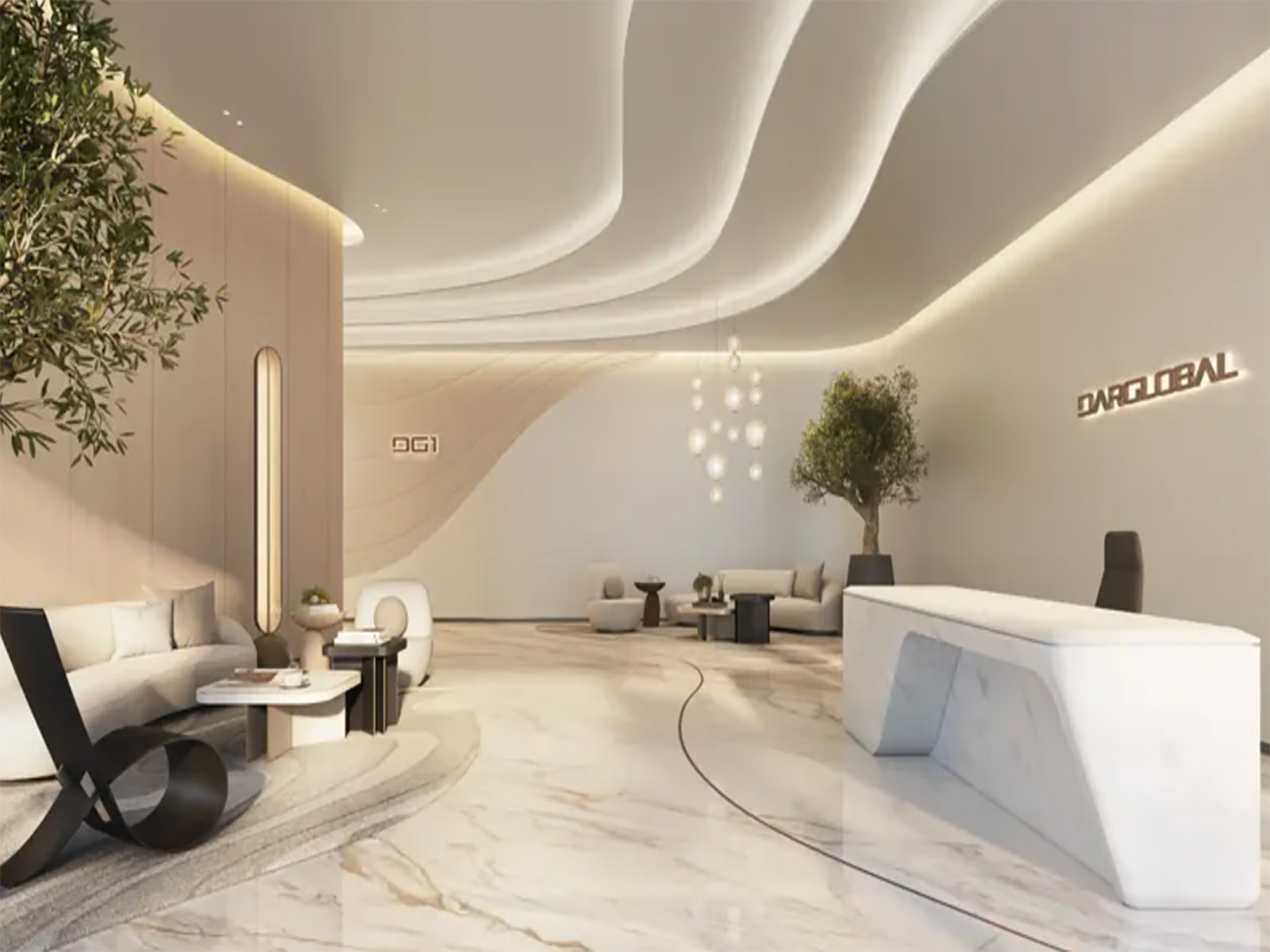 2BR G1 Living Burj and Canal view distress lobby