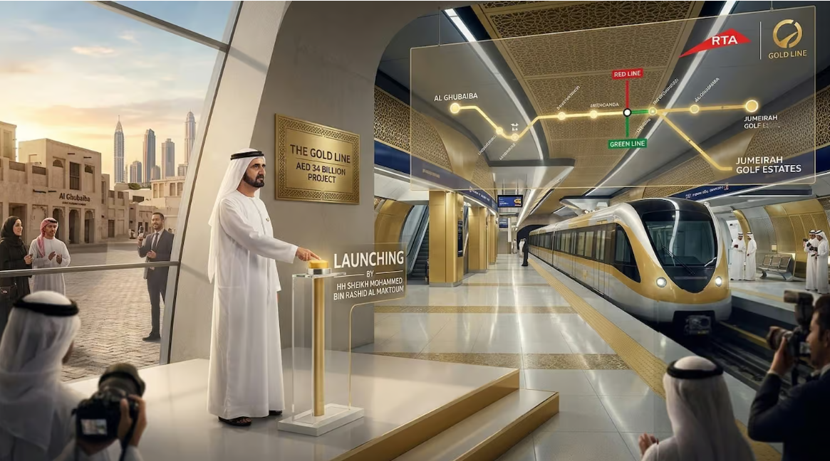 Dubai metro gold line announcement sheikh Mohammed
