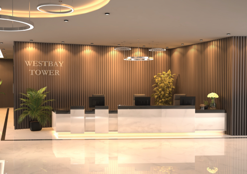 West Bay Tower 1br distress resale lobby