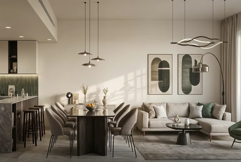 Wilds by Aldar 3br independent villa distress living room