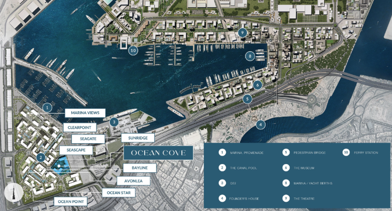 Ocean Cove Rashid Yachts & Marina distress 2 BR resale location map