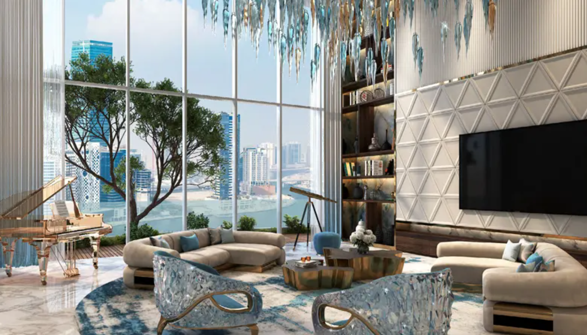 Damac Chic tower Business Bay distress resale by Grisogono living room
