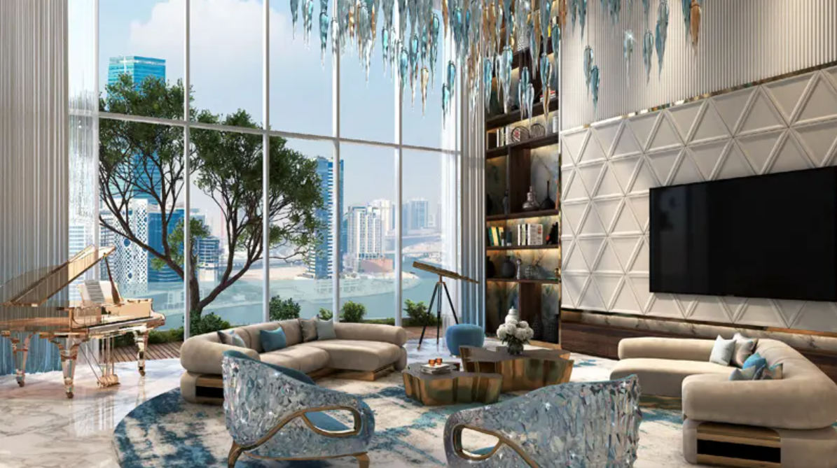 Damac Chic tower Business Bay distress resale by Grisogono living room